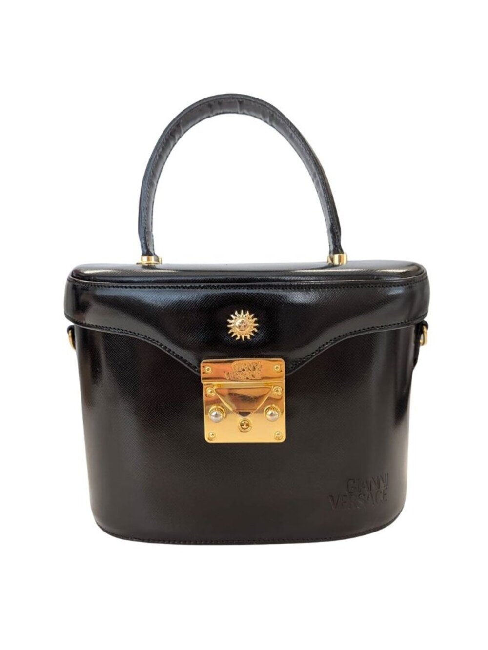 Versace Bag Handbag Leather Vanity Black